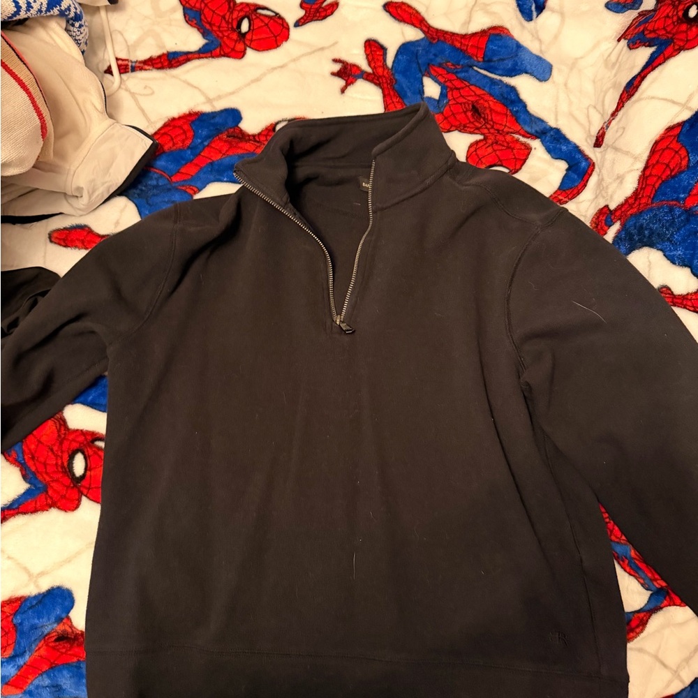 Banana Republic Men's Black Zip Mock Neck Sweater